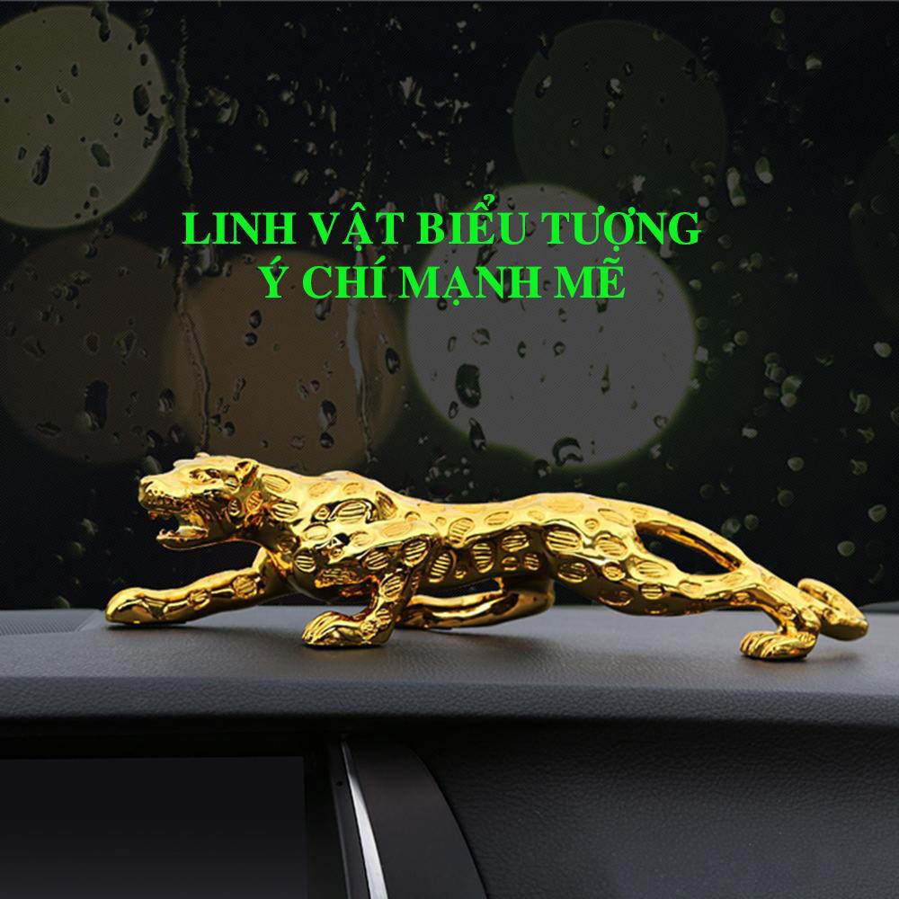 (loại to cầm nặng tay) Tượng hổ kim tiền mạ vàng để trên ô tô hay để bàn làm việc văn phòng