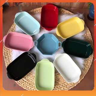 Siêu sale - khay chữ nhật sứ, nướng bánh,chịu nhiệt, 8 màu tuỳ chọn
