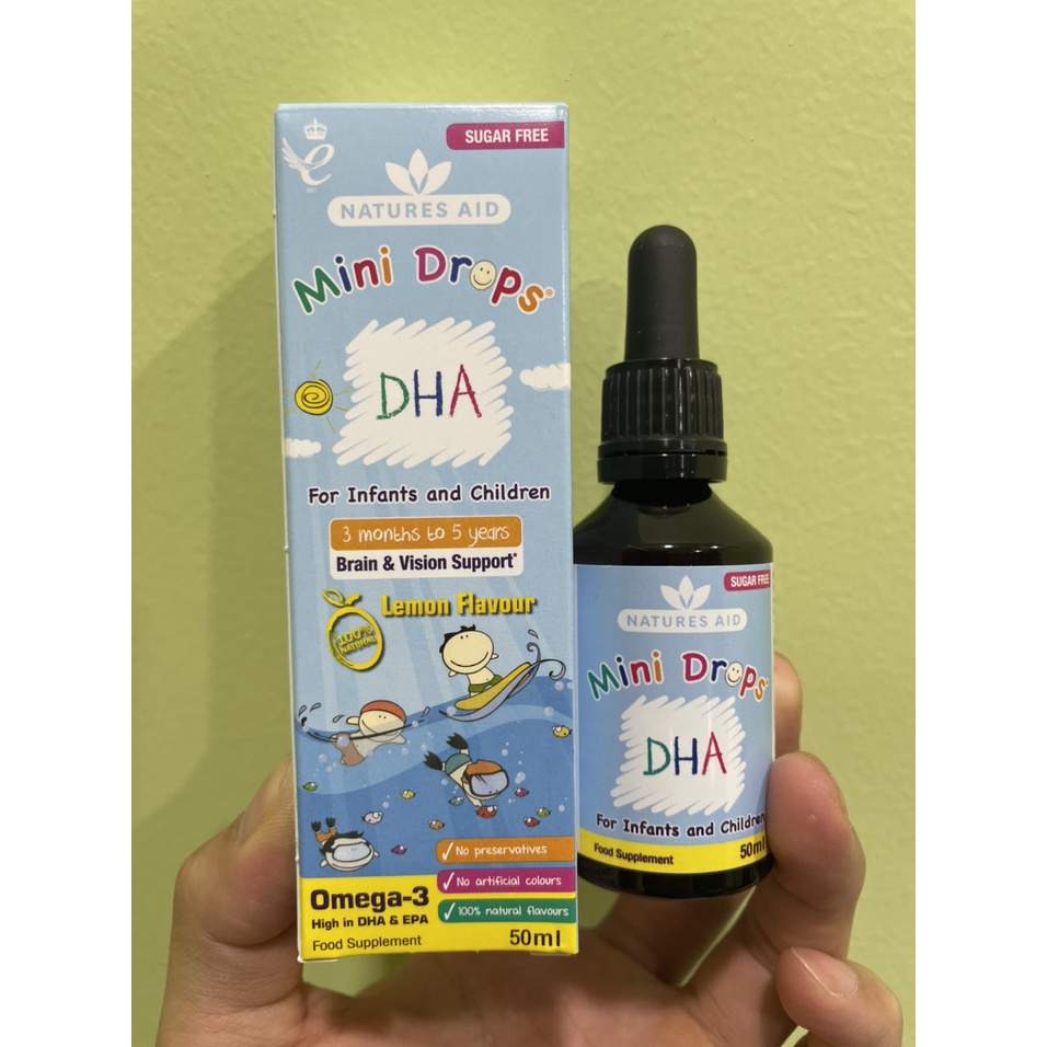(Mẫu Mới) DHA Drops, hàng Anh (dạng nhỏ giọt), 50ml, Cho bé từ 3 tháng đến 5 tuổi, lọ nhựa