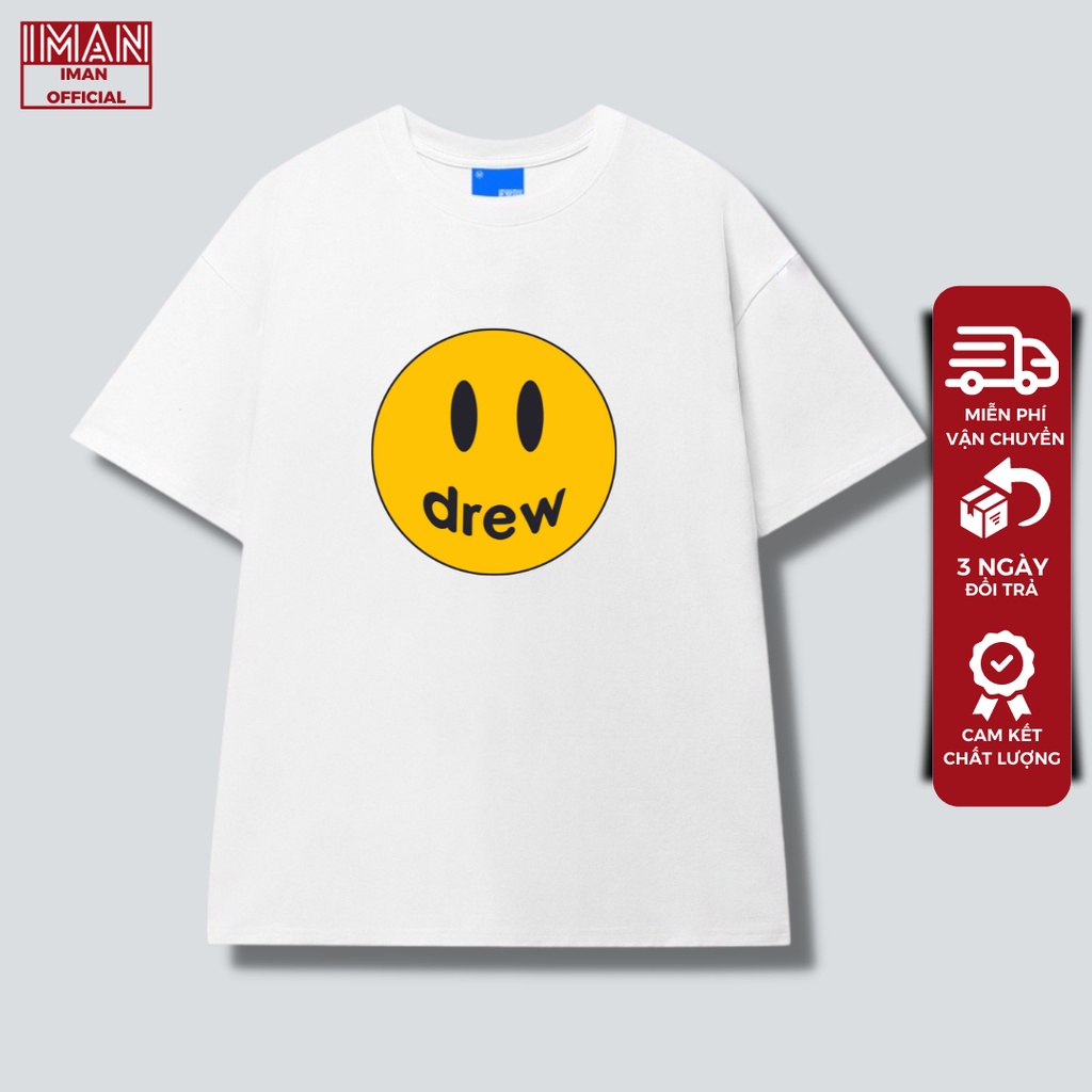 Áo phông Drew Mặt Cười Tay lỡ, Form Rộng - Nam, Nữ Unisex ,Chất 100% Cotton , Áo thun unisex Hottrend 2022