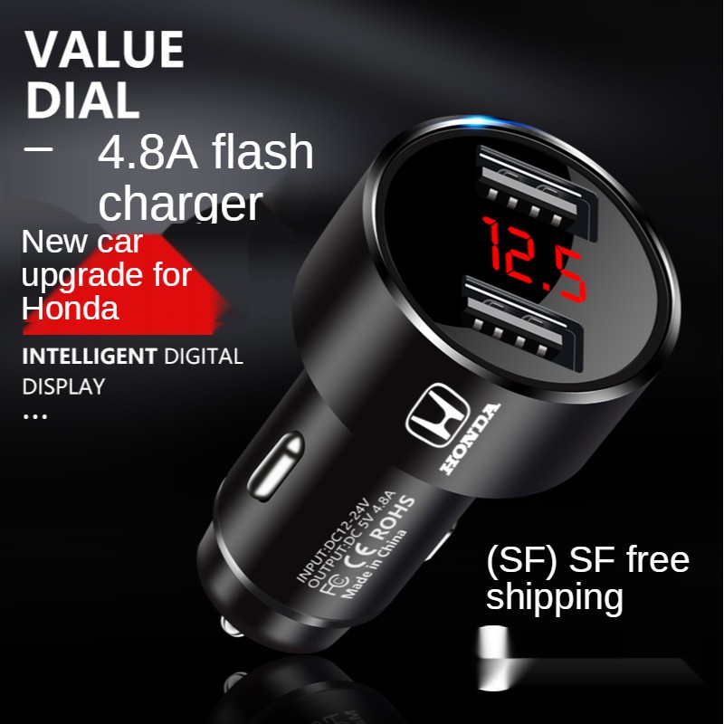 Tẩu Sạc Điện Thoại USB Có Màn Hình Hiển Thị Kỹ Thuật Số Chuyên Dụng Cho Xe Hơi HONDA