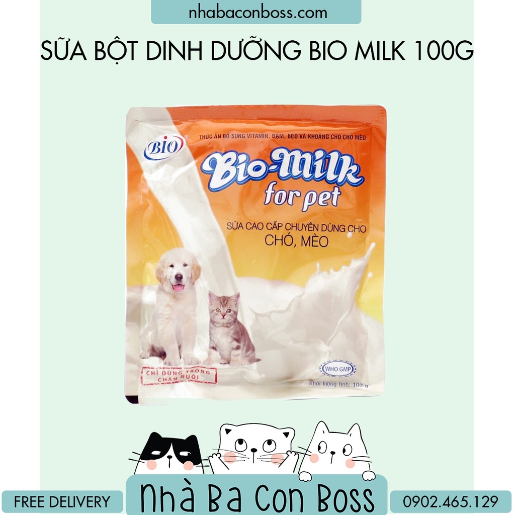 Sữa cho chó mèo Bio Milk 100g (Sữa bột dinh dưỡng cho thú cưng)