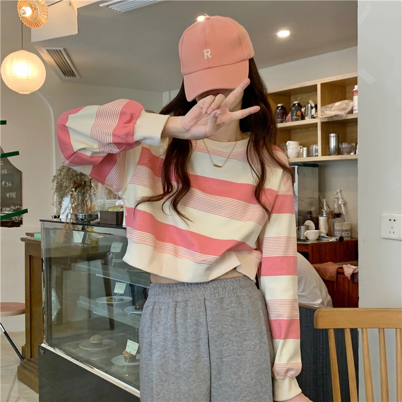 Áo thun nữ NZN dài tay sọc ngang thời trang Hàn Quốc mới