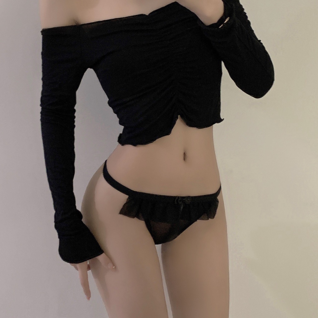 Quần lọt khe quần lót nữ ren sexy rỗng thắt lưng mỏng khoe eo sexy cám dỗ thoáng khí nơ trước PASANA0216