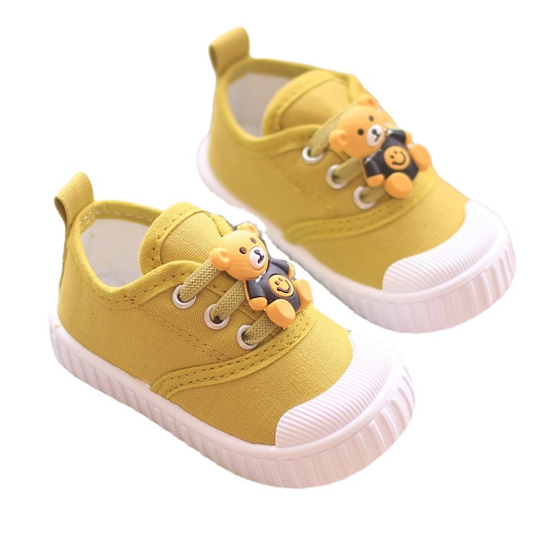 Giày Vải Canvas Thoáng Khí Họa Tiết Chú Gấu Dễ Thương Cho Bé Từ 2-4 Tuổi
