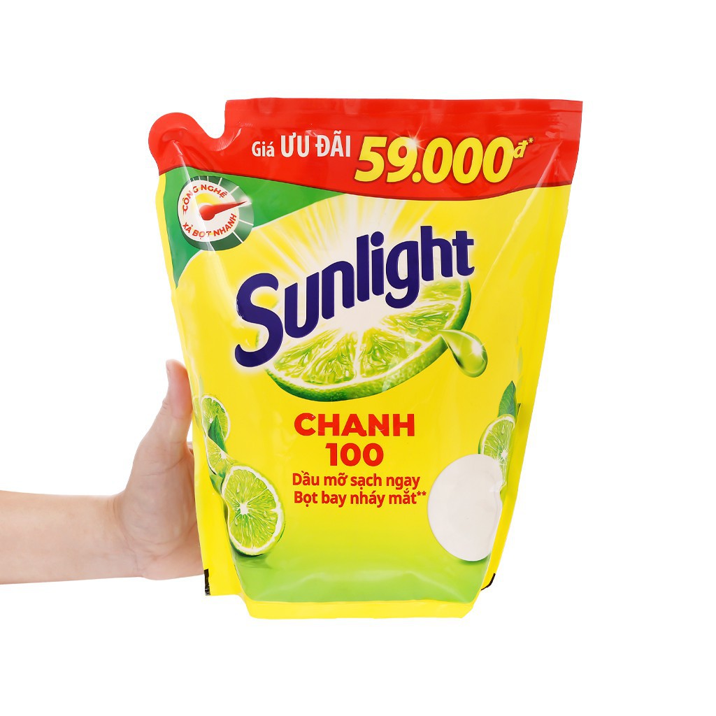 Nước rửa chén Sunlight Thiên nhiên - Chanh 100  2.6kg (Túi)