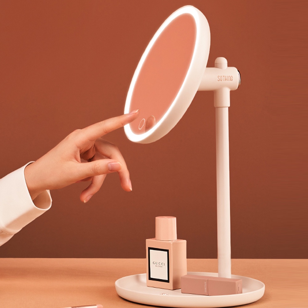 Gương trang điểm UARELIFFE với đèn led có thể điều chỉnh 2 cấp độ có khay đựng tiện dụng