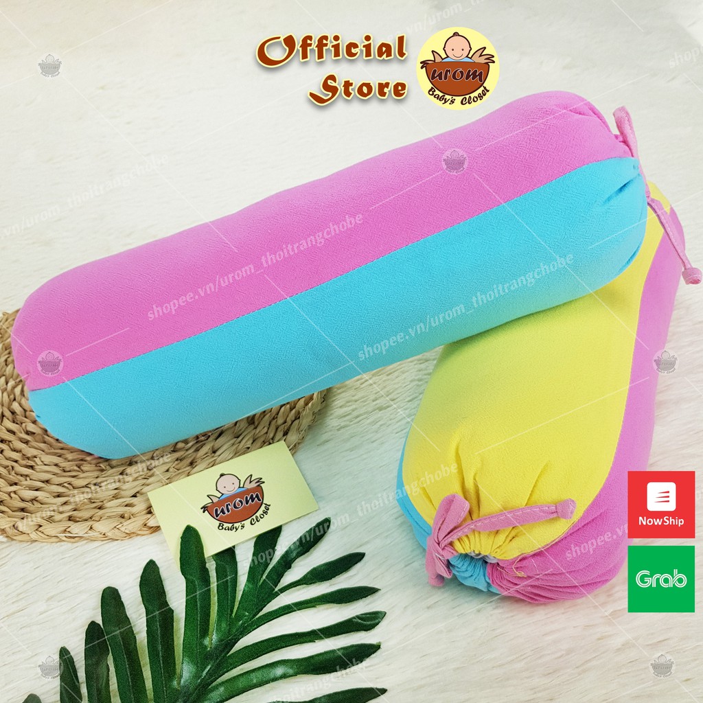 Gối chặn cho bé bộ 2 chiếc 35cm vỏ gối cotton cara phối màu