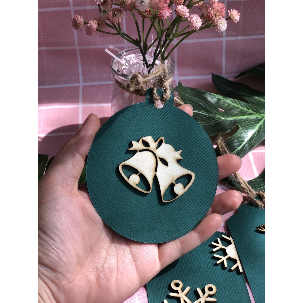 Tag gỗ mộc treo cây thông NOEL