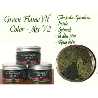 Thức ăn tép cảnh: COLOR-MIX  Nettle - Spirulina - Spinach - lá dâu tằm - Rong biển 5 trong 1 hũ 50g