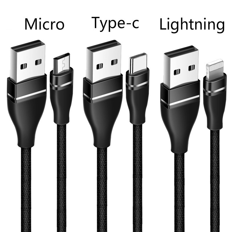 Dây Cáp Sạc Nhanh BASIKE CT08 3A Giao Diện Micro USB/ Type C/Lightning Ba Màu Tùy Chọn Dành Cho Điện Thoại Di Động