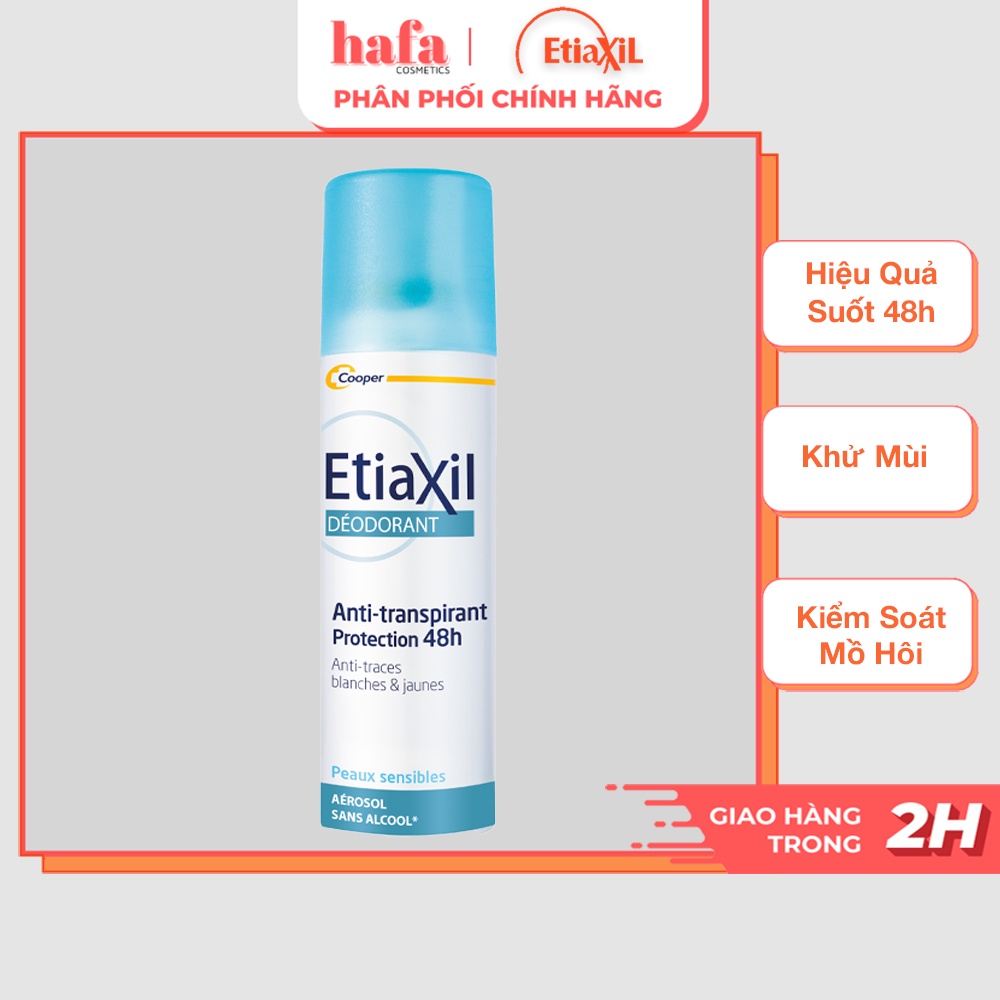 Xịt Khử Mùi Hàng Ngày Etiaxil Déodorant Anti-Transpirant 48h Anti-Traces Blanches &amp; Jaunes