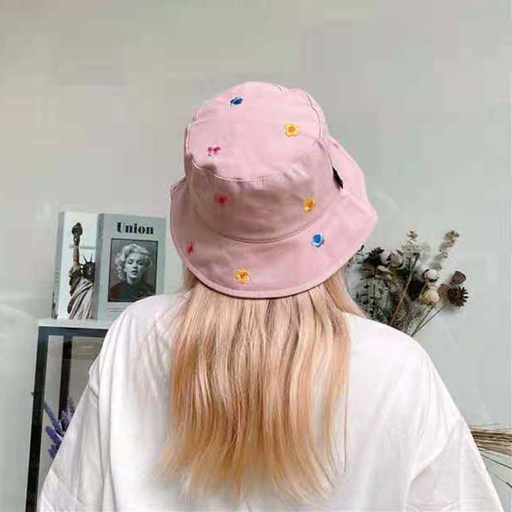 Nón tai bèo vải cotton thêu chữ phong cách Hàn Quốc thời trang mùa hè cho nữ