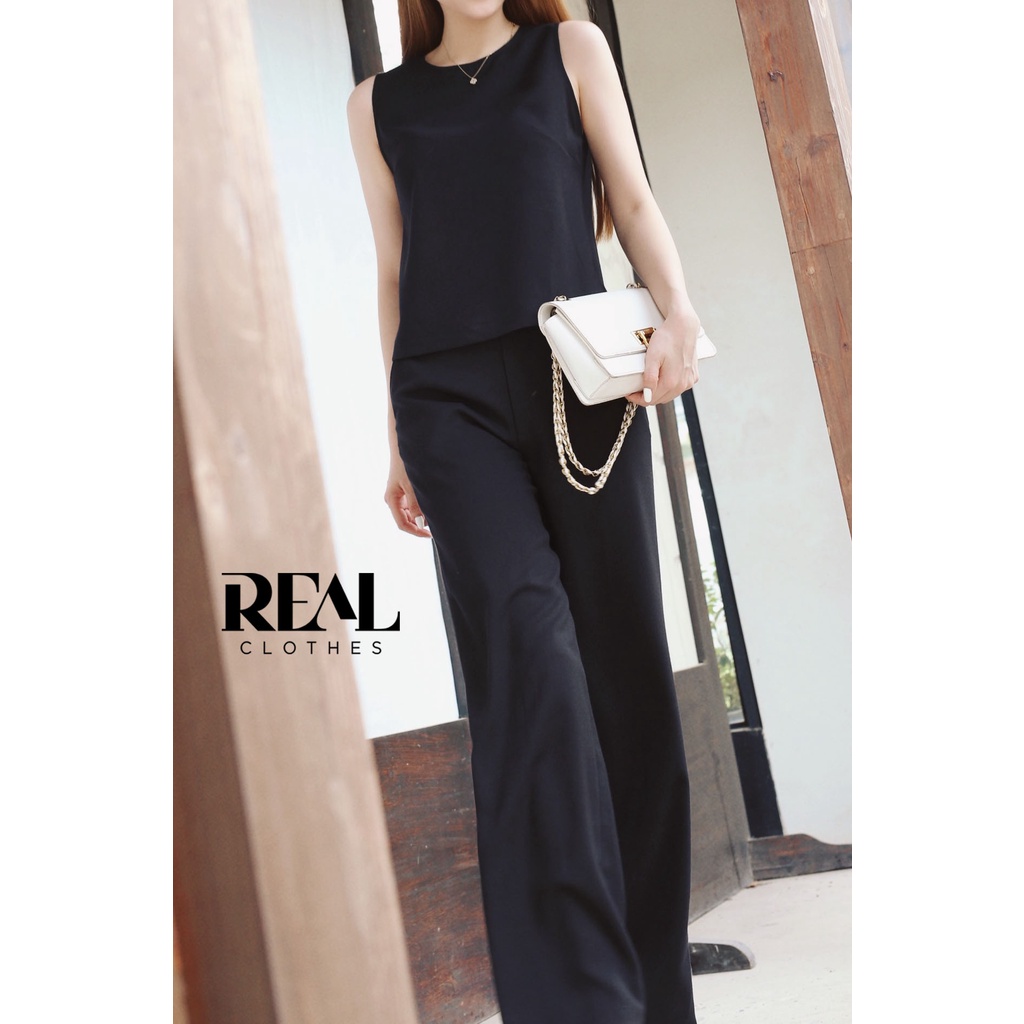 Quần suông linen đen_REAL