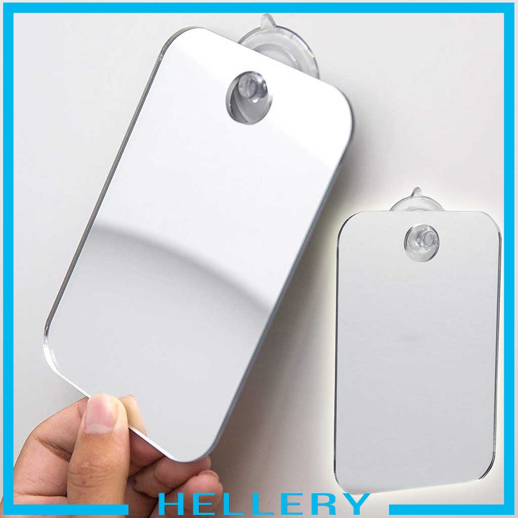 [Hàng mới về] Gương nhà tắm chống mờ nhỏ gọn có móc kèm cốc hút 17x13cm