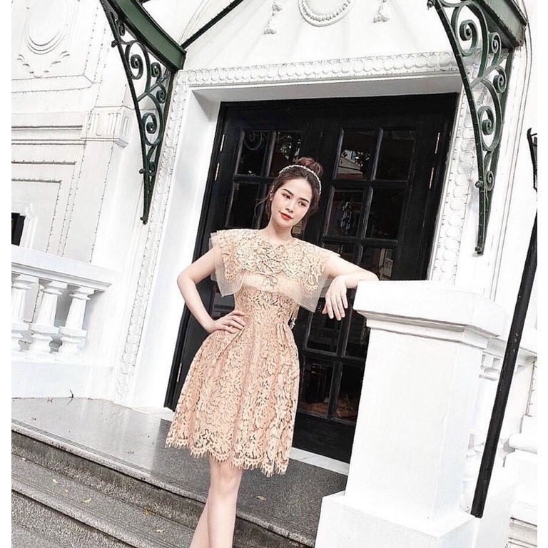 ĐẦM REN MIDI PHỐI LƯỚI ĐAN DÂY