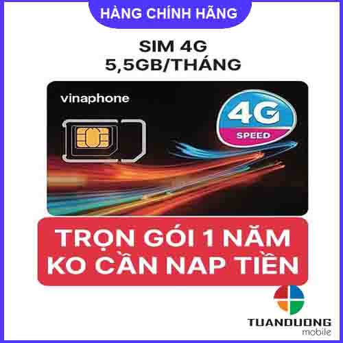 SIM VINA 4G D500 Tặng 5gb/Tháng TRỌN GÓI 1 NĂM Không Cần Nạp Tiền Duy Trì