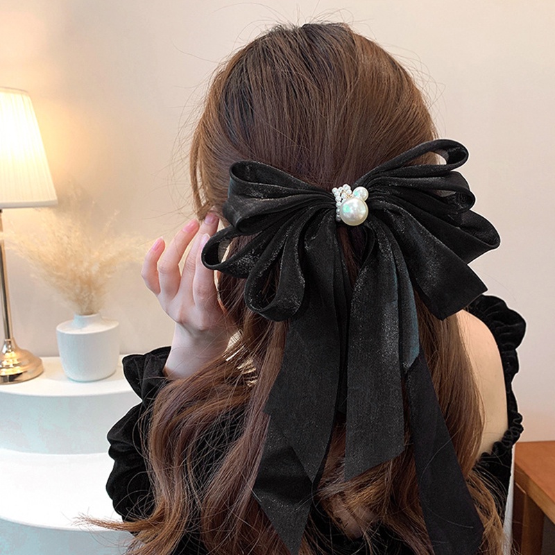 Kẹp tóc Haimeikang bằng vải nhung hình nơ cỡ lớn phong cách hàn quốc thời trang cho nữ
