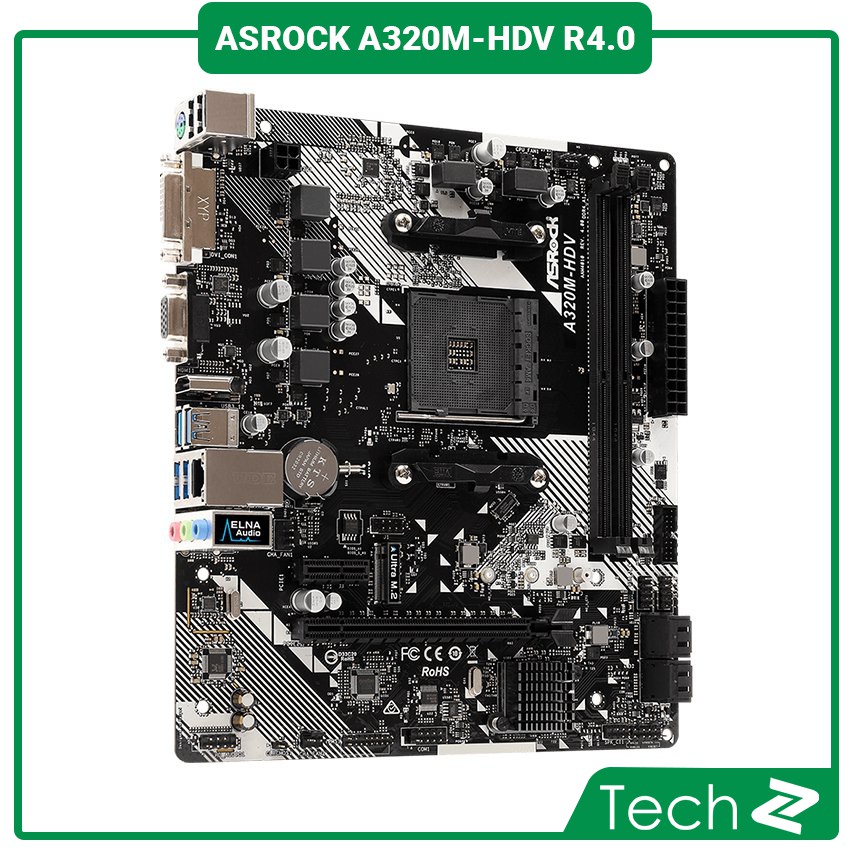 Mainboard ASROCK A320M-HDV R4.0 (AMD A320M, Socket AM4,,m-ATX, 2 khe RAM DDR4)