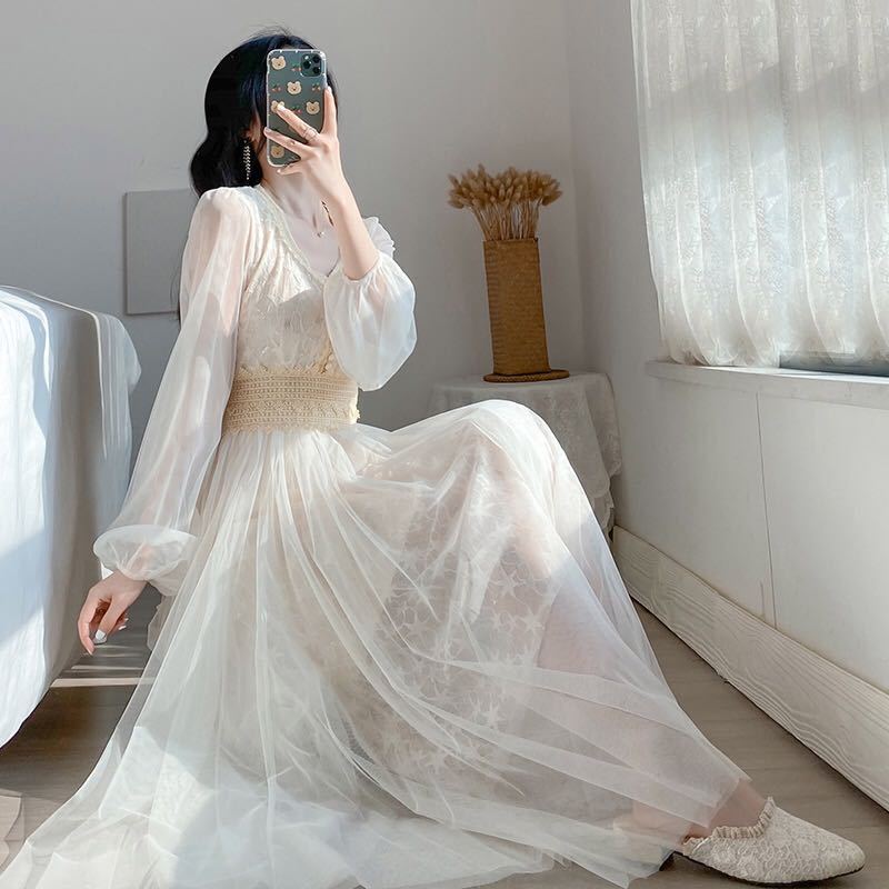 Đầm nữ thiết kế thời trang phối ren phong cách Hàn Quốc 2020 đầm bầu váy nữ váy bé gái váy dài chân váy dài váy nữ chân váy dài