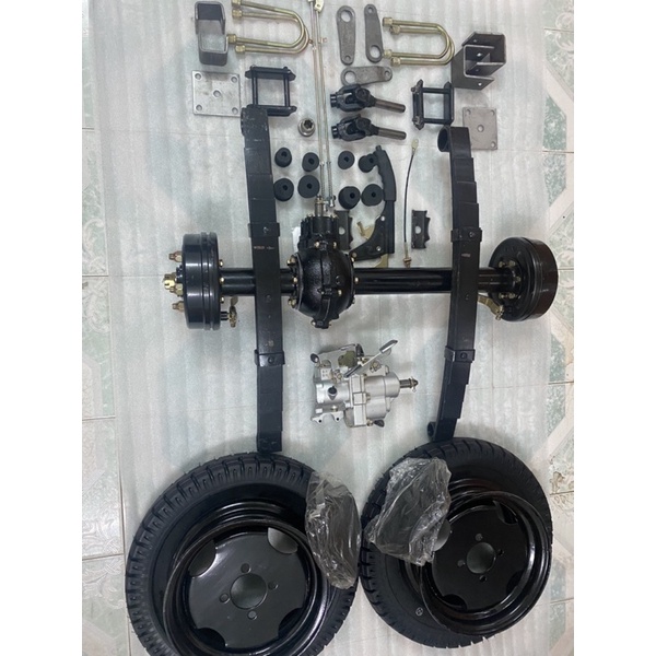 Bộ cầu sau chế xe 3 bánh,số kép 2 tầng,cầu bổ đôi dài 65cm-120cm,số kép dùng cho động cơ 100,110,125cc,cốt 17mm