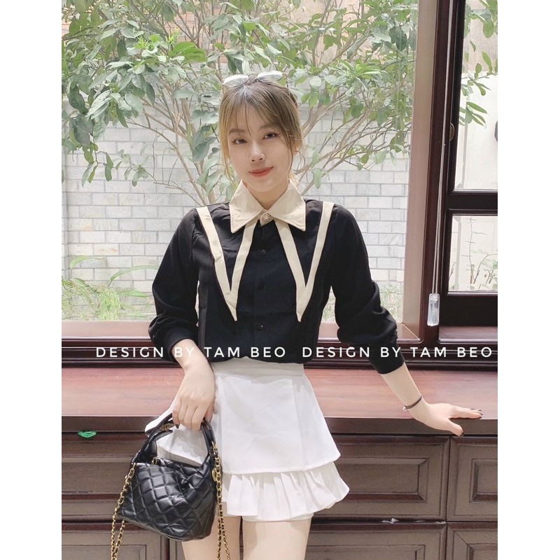 Áo sơ mi mix vạt viền cực xinh [HOT NHẤT] chất siêu xịn