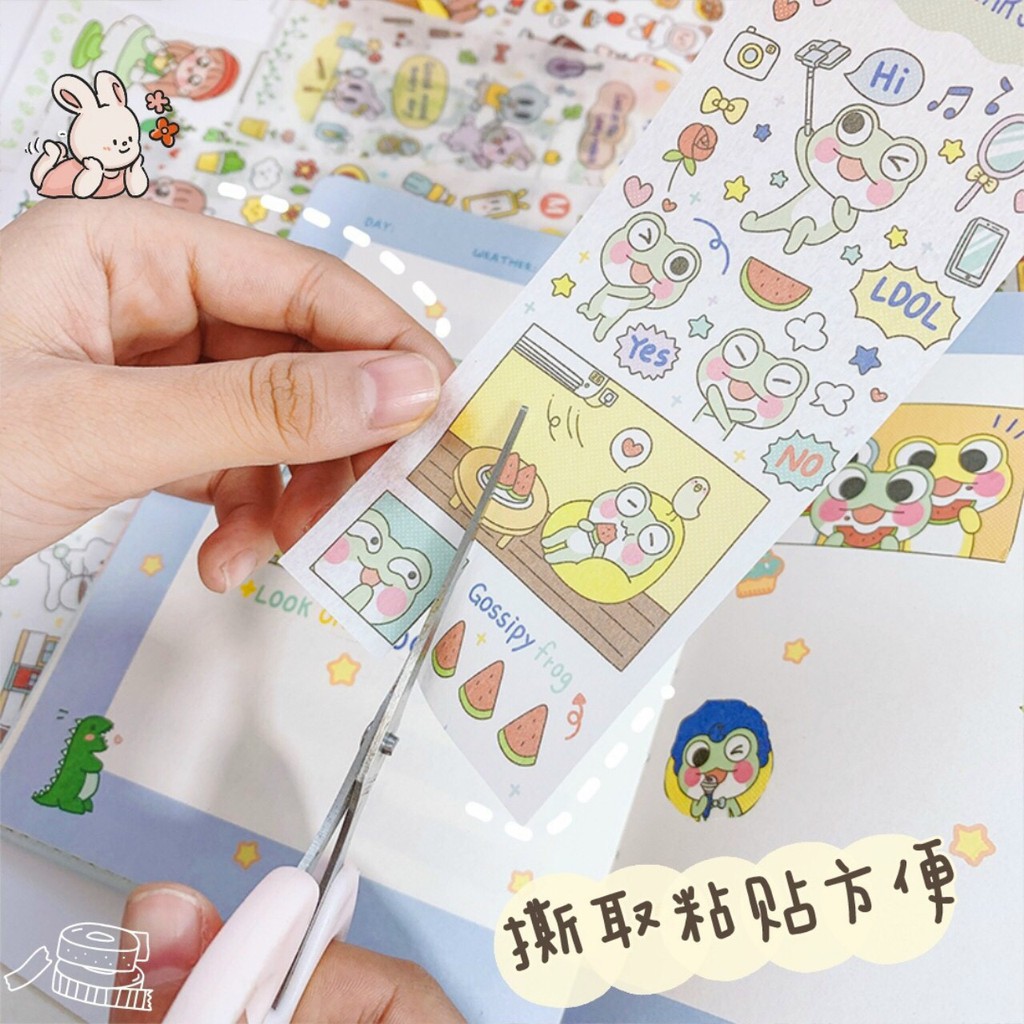 Tấm sticker dài Cute  hình dán trang trí sổ, planner, điện thoại, đồ dùng trong nhà