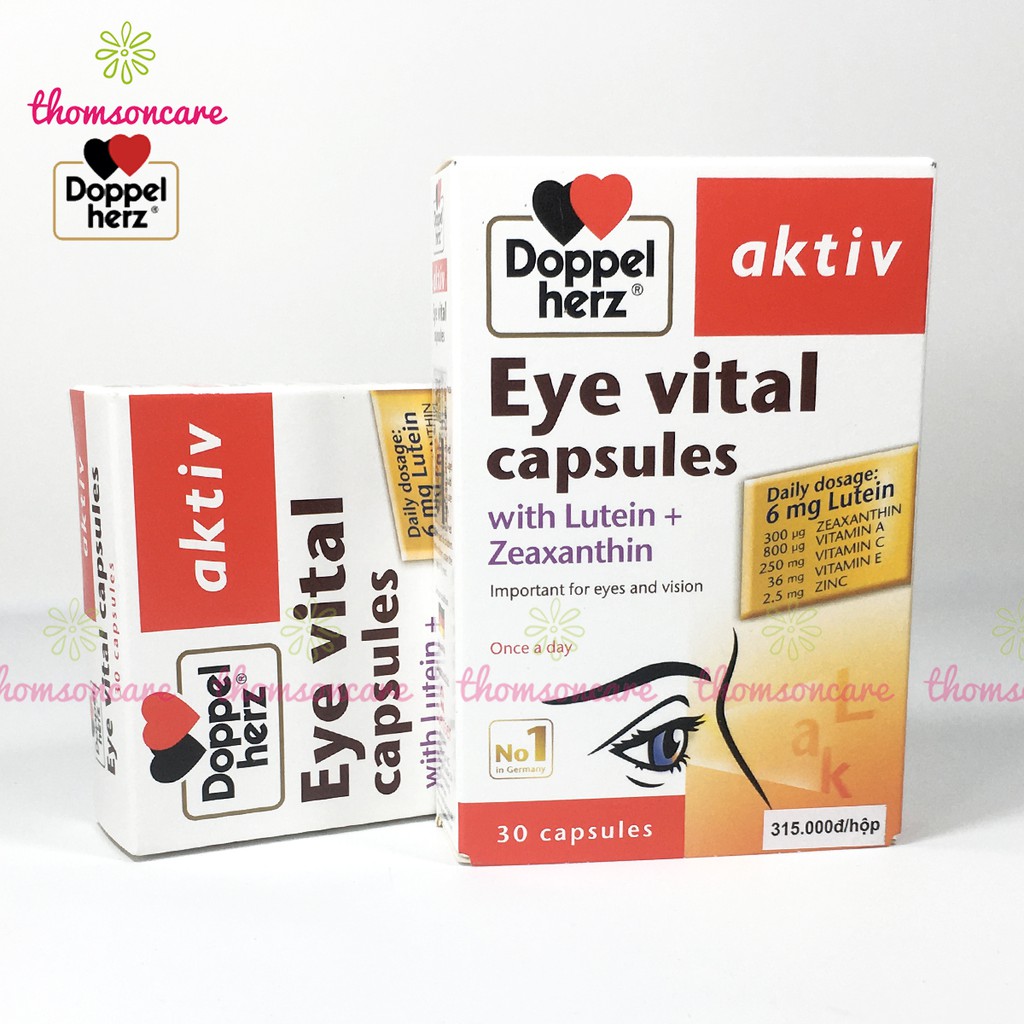 Viên sáng mắt Aktiv Eye Vital của Doppelherz Aktiv từ Đức, giảm mỏi mắt, bổ mắt từ vitamin A, lutein | BigBuy360 - bigbuy360.vn