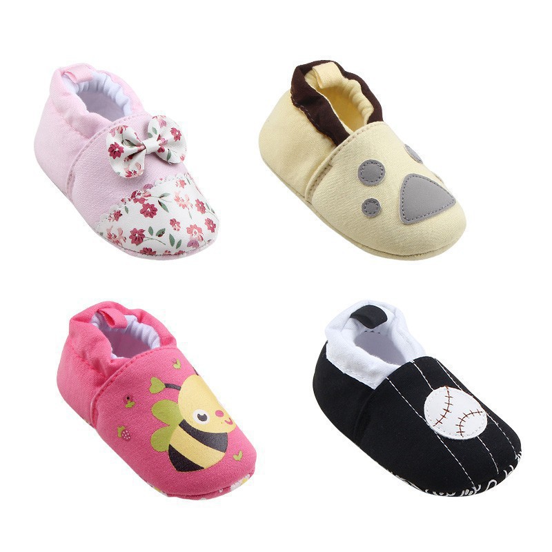 Giày vải cotton chống trượt tiết ngộ nghĩnh cho bé 0-12 tháng tuổi