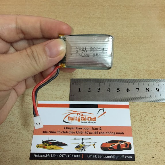 Pin sạc 3.7V dung lượng 550mAh chân cắm P2.54 hàng 80%