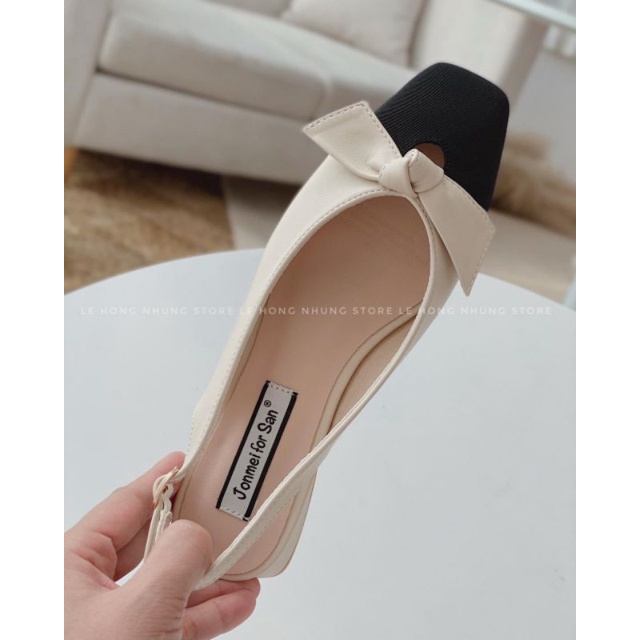 Giầy da mềm hở gót cao 2 phân hàng Quảng châu