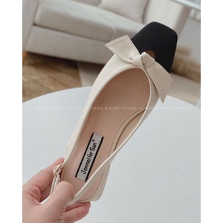 Giầy da mềm hở gót cao 2 phân hàng Quảng châu