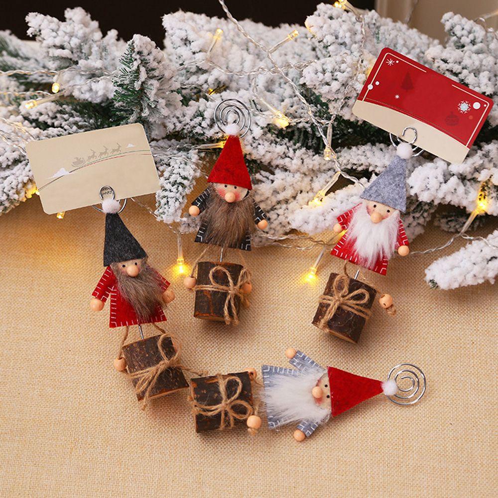 Giá Đỡ Thẻ Ghi Chú Bằng Gỗ Hình Ông Già Noel &amp; Người Tuyết Màu Cầu Vồng Trang Trí Tiệc Cưới / Nhà Cửa DIY