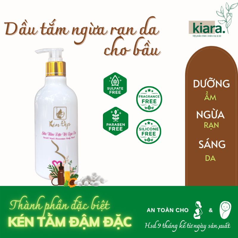 Sữa tắm thảo dược, dưỡng ẩm, ngừa rạn da, tinh dầu thiên nhiên Kén Đẹp, hương lài cho mẹ bầu