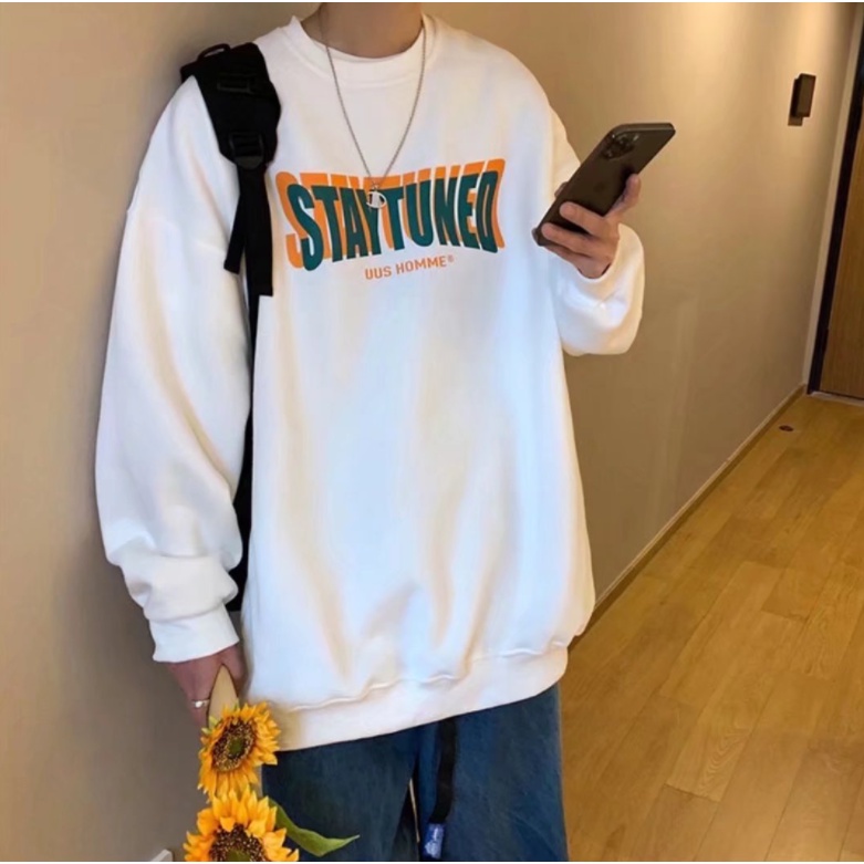 Áo Sweater Cổ Tròn Dáng Rộng In Họa Tiết Đơn Giản Thời Trang Thu Đông Mới Cho Nam