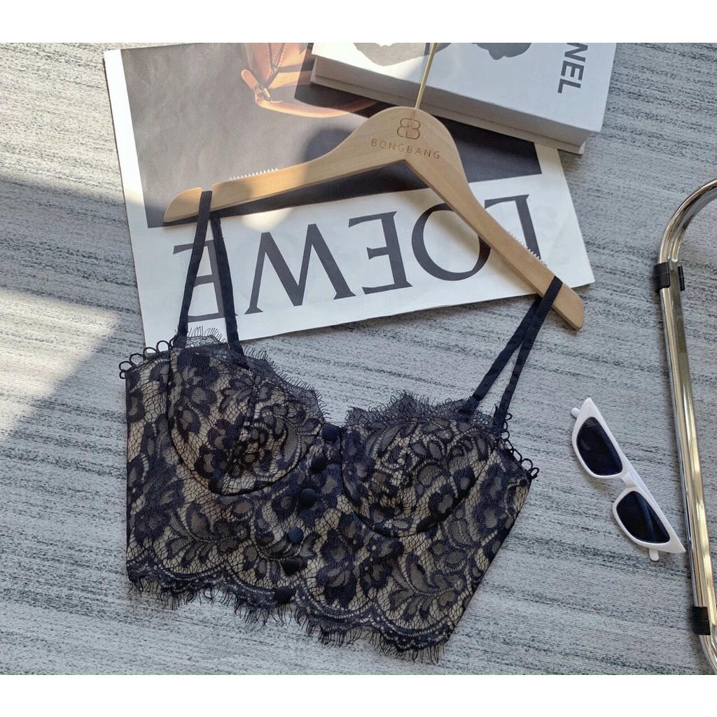 Áo bra FREESHIP Áo bra họa tiết ren Mixiz có mút ngực gợi cảm tôn vòng một, sexy quyến rũ màu đen