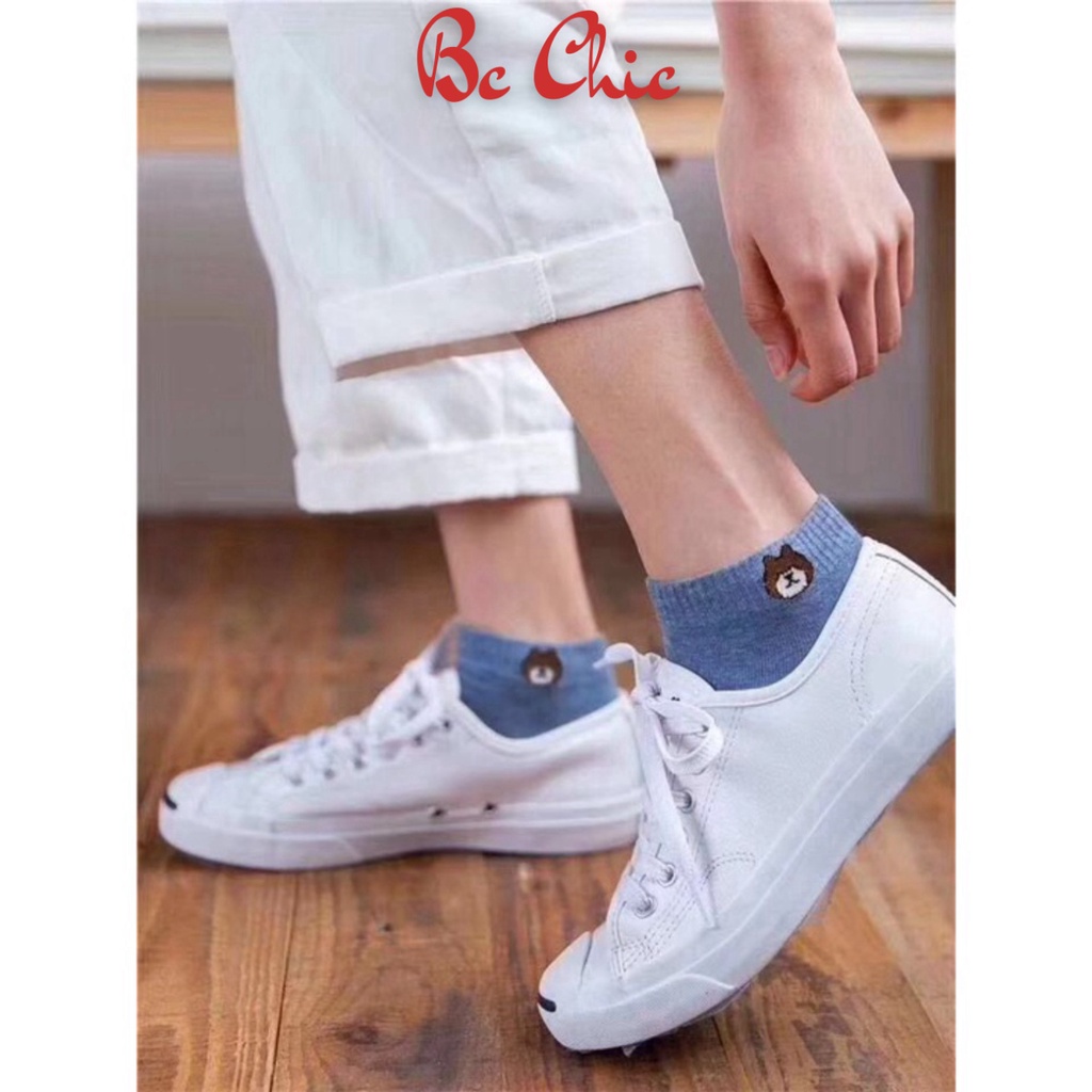 Tất Nữ , Set 10 đôi tất gấu cố ngắn đóng túi zip xịn xò mã PKT431 BC_CHIC LINGERIE