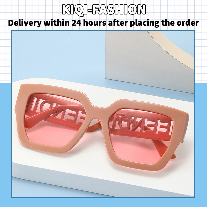 (KIQI-FASHION) COD Kính Mát Gọng Vuông Lớn Chống Tia UV Phong Cách Vintage