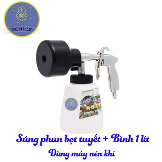 COMBO Súng phun tạo bọt tuyết và Bình 1 lít VENICE - Dùng máy nén khí - Bảo hành 12 tháng