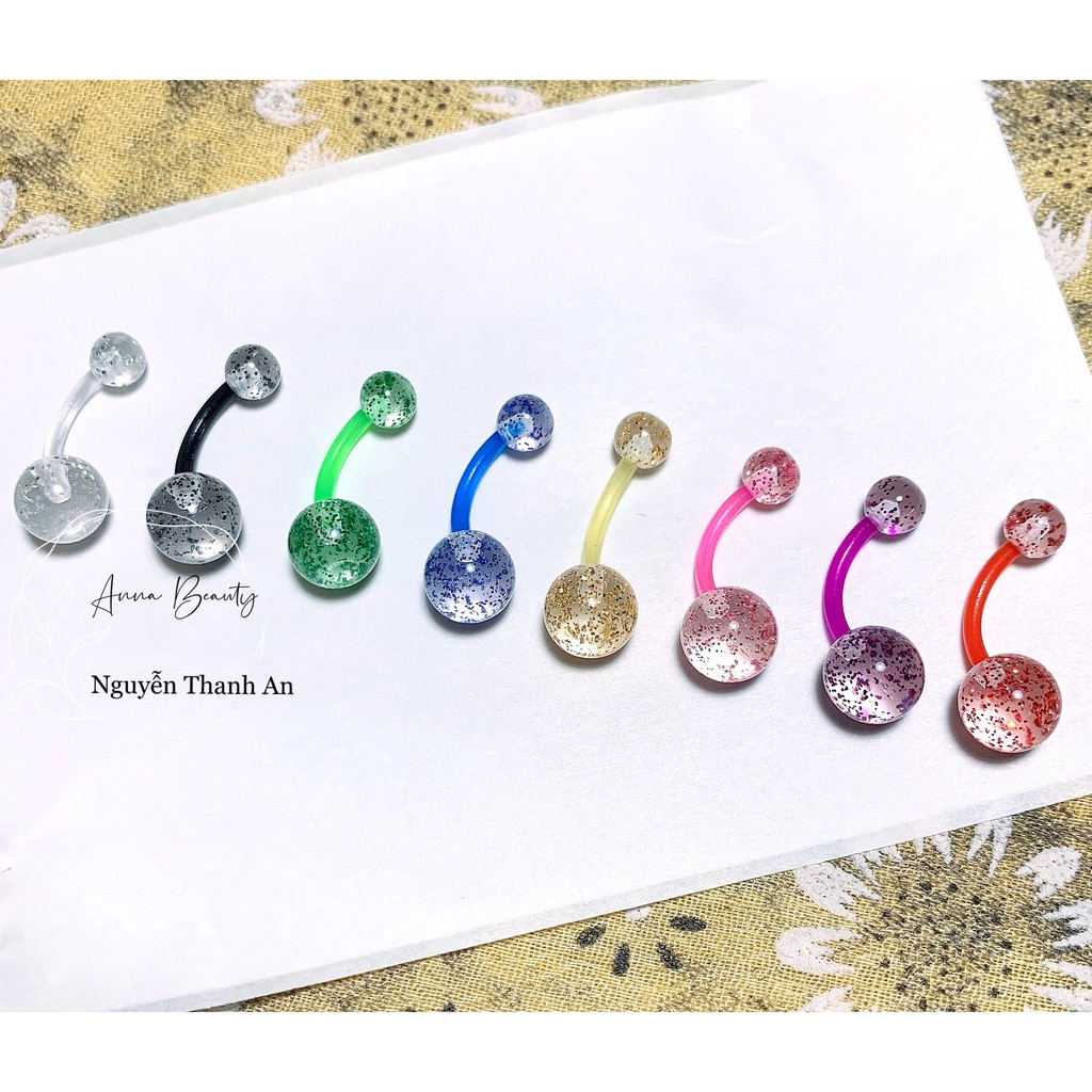 👑 Khuyên rốn nhiều màu sắc bằng nhựa sinh học không gây kích ứng da - XUÂN SHOP #10451120405