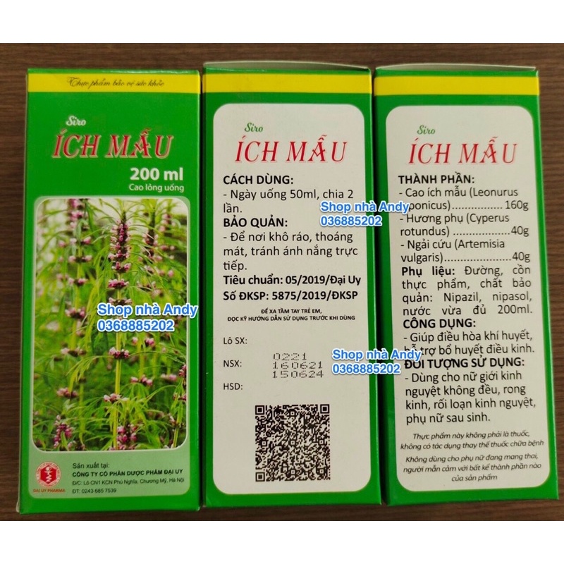 Siro Ích Mẫu - Bổ huyết - Điều Kinh - Đại Uy