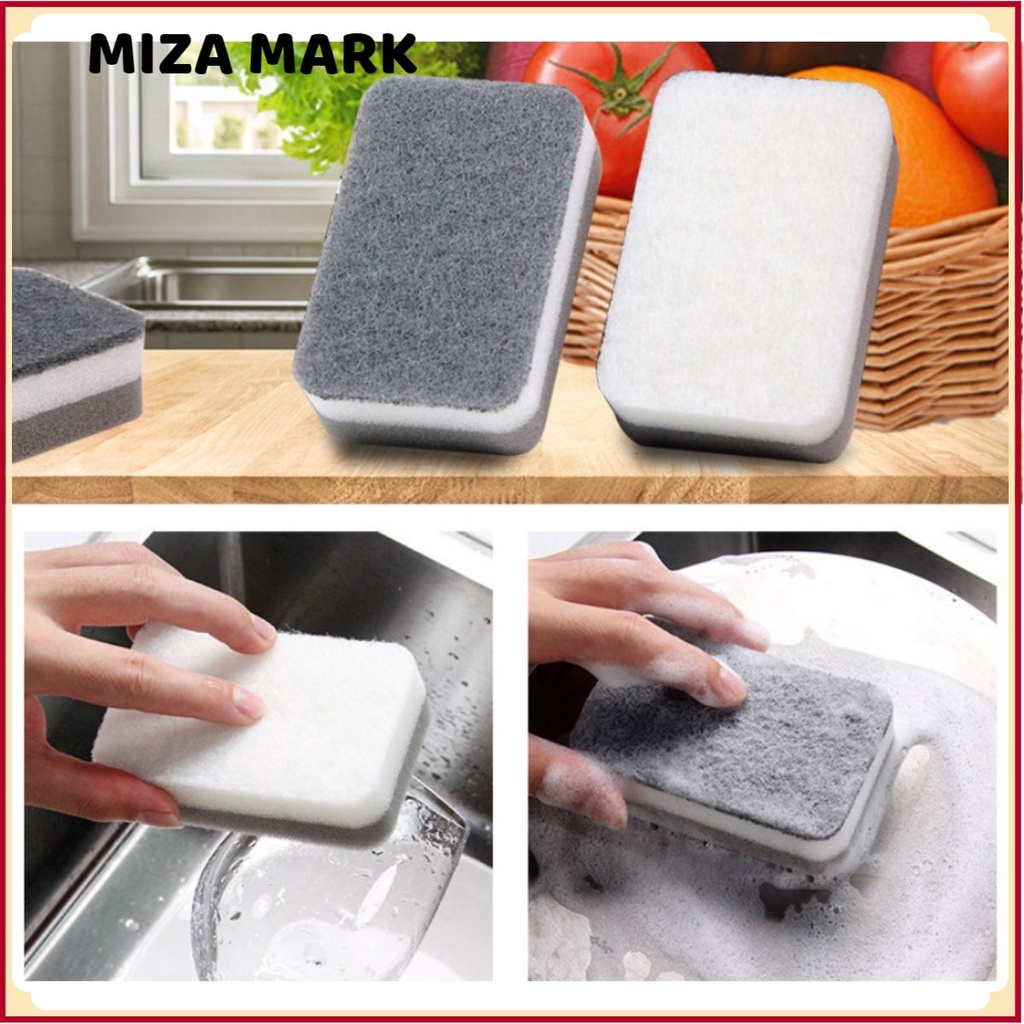 Miếng rửa chén, rửa bát đĩa, miếng bọt biển vệ sinh dầu mỡ, bụi bẩn, miếng cọ rửa, bàn chải bông 2 lớp, rửa nồi, rửa bàn