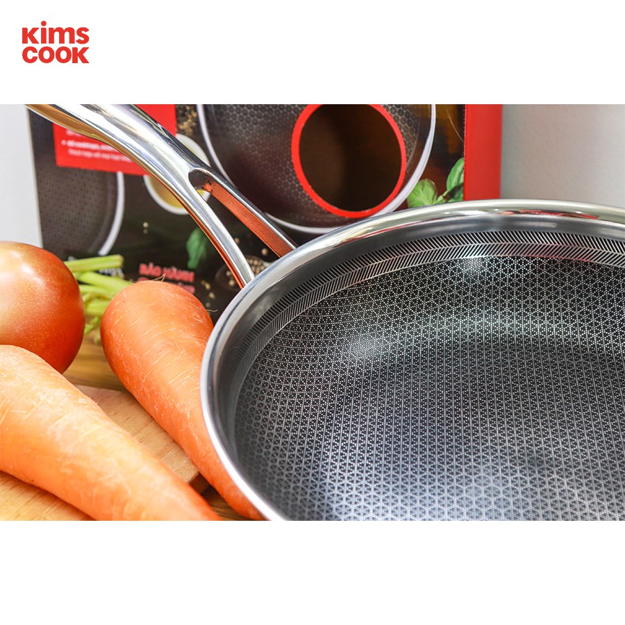 Chảo chống dính bếp từ cào không xước Kims Cook  Blackcube 20cm /22cm /24 cm /26cm /28cm / 30cm , cào không xước