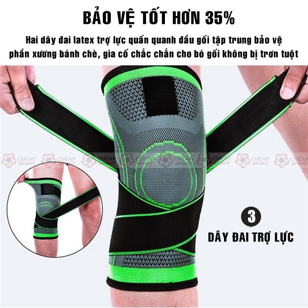 Xỏ Gối Bảo Vệ Khớp Gối BG/04 Khi Chơi Thể Thao Bó Gối Tích Hợp Dây Đai Trợ Lực Dùng Cho Bóng Đá Bóng Rổ Tập Gym Cầu Lông