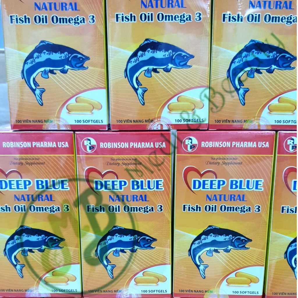 Viên uống Vitamin , Bổ mắt, DHA  và Dầu cá  DEEPBLUE NATURAL FISH OIL OMEGA 3 lọ 100 viên