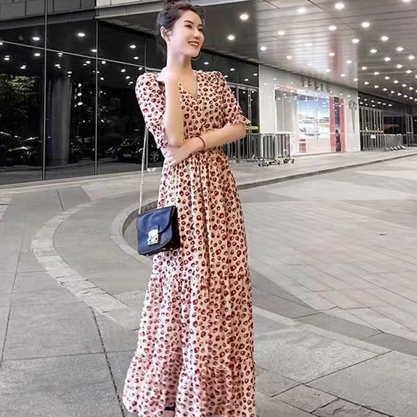 Chân Váy maxi Lưng Cao Họa Tiết Chấm Bi Phong Cách Bohemian
