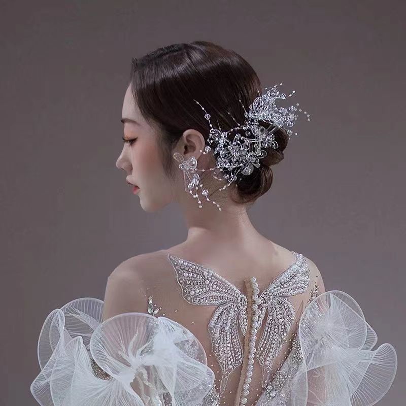 Kẹp Tóc Đính Đá Pha Lê Dùng Trang Trí Cô Dâu Phong Cách Mori Thời Trang Mới