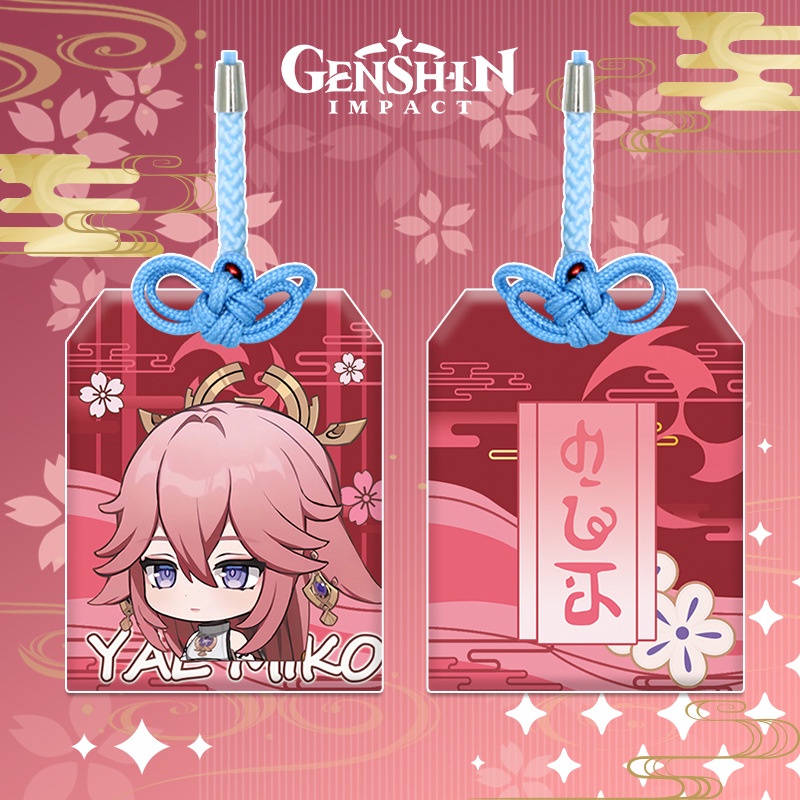 Túi may mắn Omamori Game Genshin Impact in hình nhân vật Raiden Shogun, Yae Miko, Ayaka, Ganyu, Keqing, Zhongli, Hu Tao