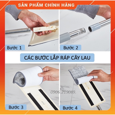 [TẶNG 2 BÔNG LAU] Cây Lau Nhà Thông Minh Tự Vắt Đầu Xoay 360 Độ Ngăn Giặt - Vắt Riêng Biệt Siêu Sạch