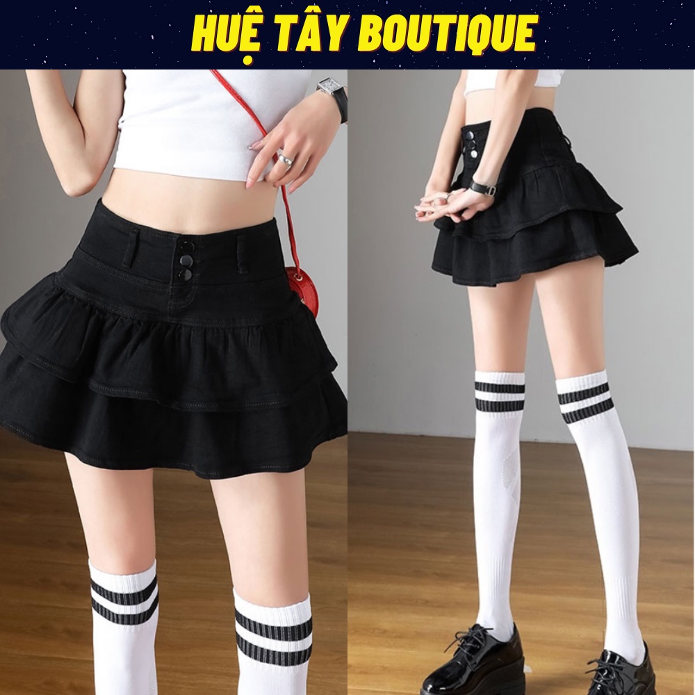 Chân váy nữ, chân váy nữ kaki 3 cúc màu trắng đen size S M L SKUCV-02C